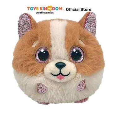 Ty Puffies Ball Boneka Hewan Dog Ty95338 - Cokelat/Putih
