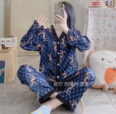 Baju Tidur Piyama Wanita Set Kemeja Celana Lengan Panjang Pakaian Fashion Sapi Leopard Macan Tutul Y