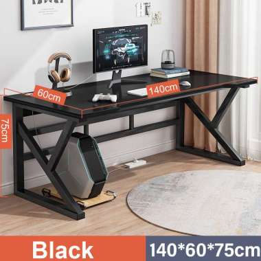 RM Meja GamingMeja KomputerMeja BelajarMeja PC Hitam+Hitam140CM