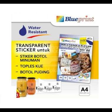 KERTAS STIKER TRANSPARAN ANTI LUNTUR / TAHAN AIR BLUEPRINT