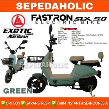 Sepeda Listrik EXOTIC FASTRON SLX 5.0 500 Watt By Pacific Electric Bike Green