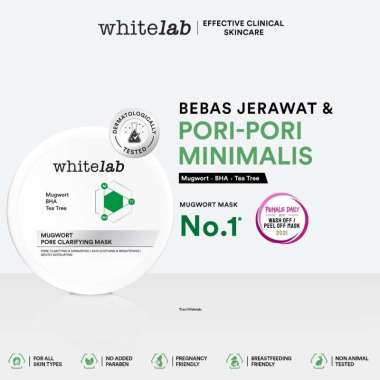 Whitelab Mugwort Pore Clarifying Mask 60gr - Masker Pori Pori Kecil Minimalis Bebas Jerawat Dengan M