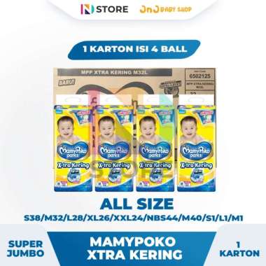 MamyPoko Pants Extra Kering S38/M32/L28/XL26/XXL24/NBS44/M40/S1/M1/L1 Karton MP RENCENG L1 KARTON