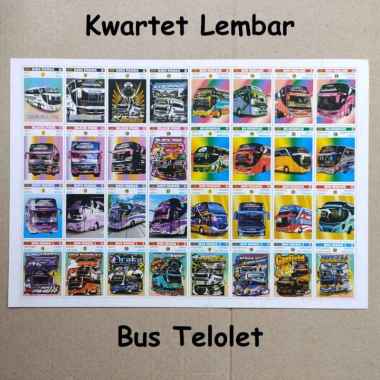 Mainan Kartu Kwartet Lembar / Kuartet Lembar Anak Murah Grosir - Mainan Kartu Lembar Bus Telolet