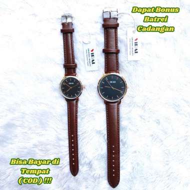 Jam Tangan Merek VIral Jam Tangan Kasual Couple Pasangan Tali Kulit Jam Tangan Kuarsa Jam Tangan Tip
