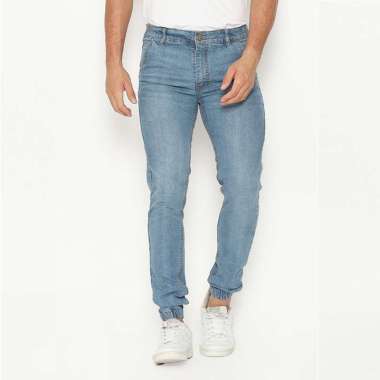 2nd RED Celana Jogger Jeans Katun Denim Stretch Biru Muda 142305 S