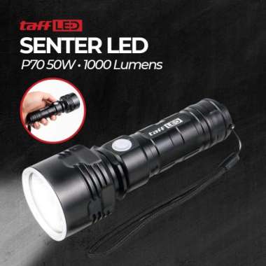 Senter LED XLM-P70 USB Rechargeable P70 50W 1000 Lumens + 1 x 26650 Battery - Black