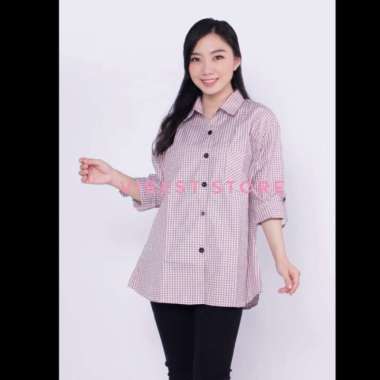 KEMEJA WANITA KOTAK-KOTAK XL XXL - BLACK, XL XL MILO-KECIL