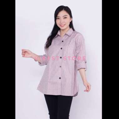 KEMEJA WANITA KOTAK-KOTAK XL XXL - BLACK, XL XXL MILO-KECIL