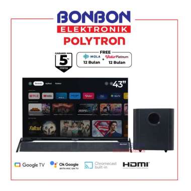 POLYTRON LED Smart TV 43 inch PLD 43BG9058 / PLD 43BG Cinemax Google TV + Speaker Soundbar