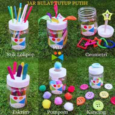 [BULAT] Jar Satuan Pompom, Kancing, Stik Lolipop, Stik Eskrim, Geometri, Pita / Busy Jar Satuan / Ja