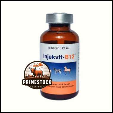 Injekvit-B12 20ml: Vitamin B12 Injeksi untuk Mengatasi Anemia pada Ternak + Spuit - Medion TANPA SUN