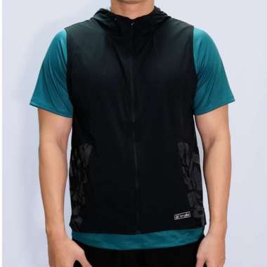 Trijee - Vest Olahraga Pria Dengan Hoodie /Lari/Outdoor/Casual/ Brixton Black M