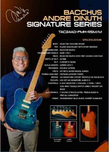 Bacchus TAC24AD-FMH-RSM/M Andre Dinuth Signature Series Electric Guitar Cherry Sunburst