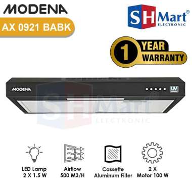 COOKER HOOD MODENA SLIM 90 CM AX0921BABK PURIFIER SLIM HOOD HYBRID PENGHISAP ASAP DAPUR GARANSI RESM