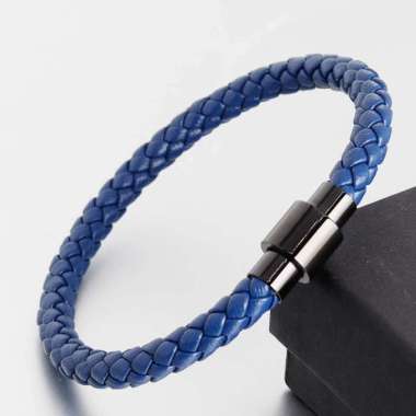 RAMIREZ GENUINE LEATHER BRACELET gelang tali gelang pria gelang kulit + FREE BREWYN POUCH BLUE