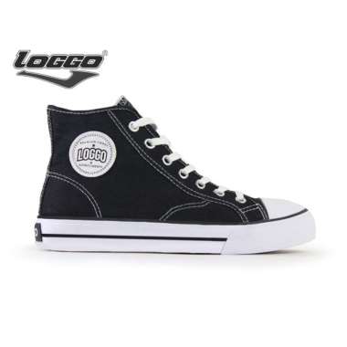 Loggo - Sepatu Classic Hi Hitam Putih - Sepatu Kanvas size 33-36 35 Hitam Putih