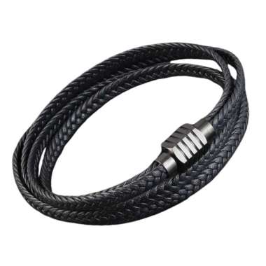 RAMSES GENUINE LEATHER BRACELET gelang tali gelang pria gelang kulit + FREE BREWYN POUCH BLACK