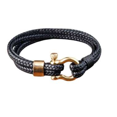 ROUX GENUINE LEATHER BRACELET gelang tali gelang pria gelang kulit + FREE BREWYN POUCH GOLD