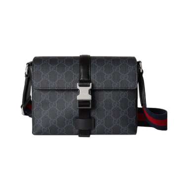 Gucci GG Supreme Canvas Super Mini Messenger Bag Black Black