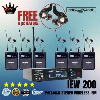 RECORDING TECH IEW-200 IEW200 WIRELESS STEREO IEM IN EAR MONITOR UHF 1 TX + 6 RX