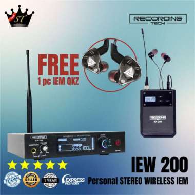 RECORDING TECH IEW-200 IEW200 WIRELESS STEREO IEM IN EAR MONITOR UHF Full Set