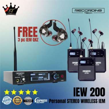 RECORDING TECH IEW-200 IEW200 WIRELESS STEREO IEM IN EAR MONITOR UHF 1 TX + 3 RX