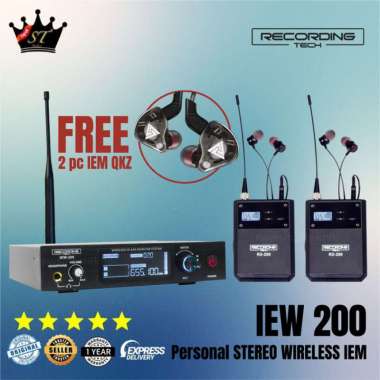 RECORDING TECH IEW-200 IEW200 WIRELESS STEREO IEM IN EAR MONITOR UHF 1 TX + 2 RX