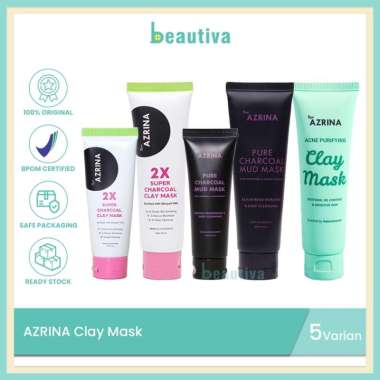 Azrina Clay Mask | Pure Charcoal Mud - Acne Purifying - 2X Super Charcoal Mask Acne Purifying 50ml