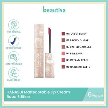 Hanasui Mattedorable Lip Cream Boba Edition 05 Creamy Peach