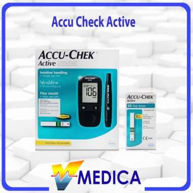Alat Cek Gula Darah Accu-Chek Active+Strip (isi 25pc) Lengkap / Accu-Chek Active dengan Strip Pengec