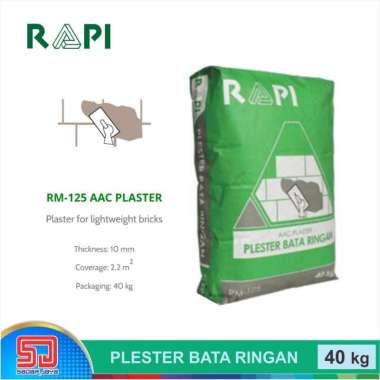 Plester Bata Ringan RAPI RM-125 40kg Semen Instant Plaster Hebel Mortar Instan Herbel RM 125