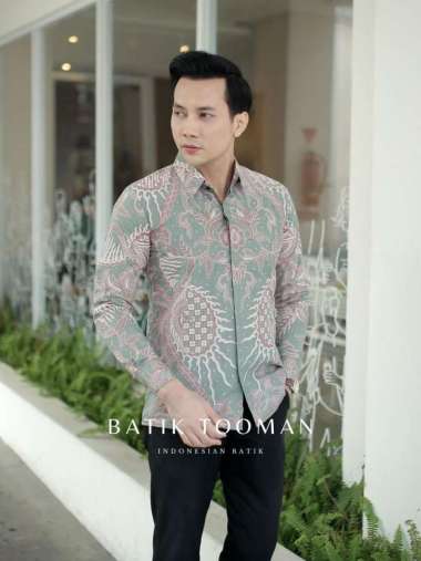 VALERINO Slimfit ROSE GOLD SOFT SAGE GREEN Baju Pria Kemeja Batik Kerja Lengan Panjang Warna Pastel