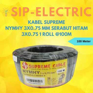 KABEL SUPREME NYMHY NYYHY 3X0.75MM SERABUT HITAM 3X0,75 MM 1ROLL 100M