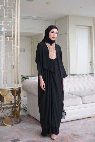 GONEGANI OFFICIAL - Kaftan Ramadhan Wanita Kenari Kaftan Black