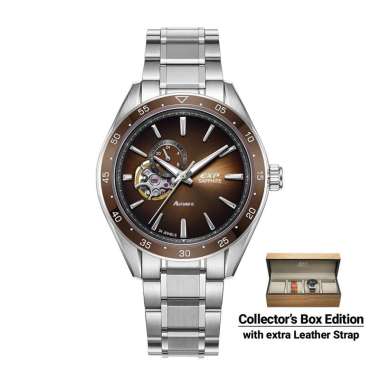 Jam Tangan Pria Expedition EXP EX 6858 MABTNBO Automatic Brown Dial Stainless Steel Strap Collector'