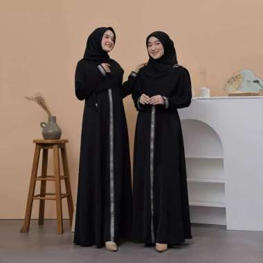 Promo Abaya syari Gamis Hitam lis Turkey Dress Basic Arab Busui Friendly Dubai Turki Abaya MEDINA +S