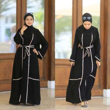 Promo Abaya syari Gamis Hitam lis Turkey Dress Basic Arab Busui Friendly Dubai Turki List Sabuk Puti