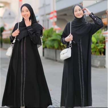 Promo Abaya syari Gamis Hitam lis Turkey Dress Basic Arab Busui Friendly Dubai Turki List Zayena +Lo