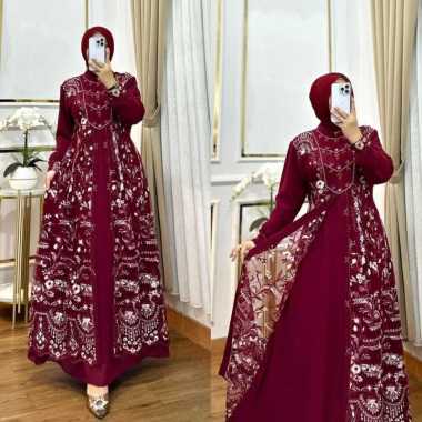 Kiukiu Alana Dress - Gamis Ceruty Tile Garden - Gamis Payet - Dress Payet Mewah - gamis Muslim Bruka