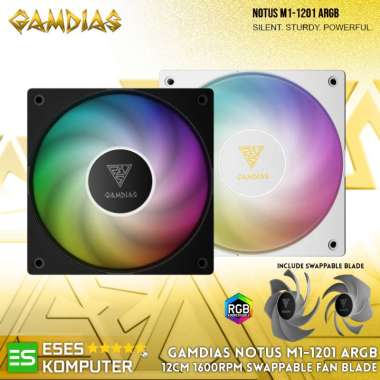 Fan GAMDIAS NOTUS M1-1201 ARGB Swappable Fan Blade 12Cm 120mm Fan Casing Hitam