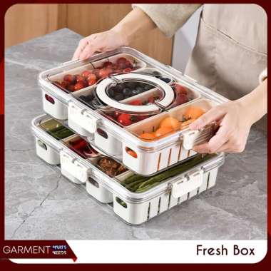 Kontainer Kulkas Sekat Tempat Penyimpanan Bahan Makanan Kotak Food Container Tersegel Tahan Bocor BU