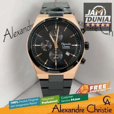 JAM TANGAN ALEXANDER CHRISTIE CHRONOGRAPH SAPPHIRE PRIA ORIGINAL BLACK ROSE GOLD 8697 AC 8697 AC8697