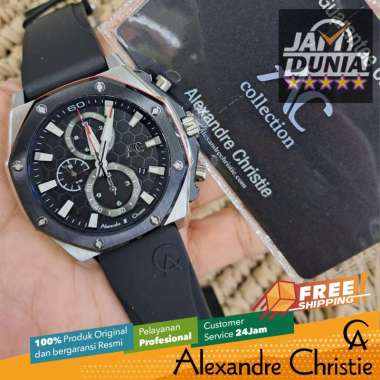 JAM TANGAN ALEXANDER CHRISTIE COLLECTION PRIA ORIGINAL JAM AC CHRONO BLACK KOMBINASI SILVER 9601 AC