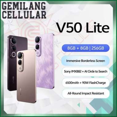 VIVO V50 Lite 4G / LTE - 8/256GB - Borderless Immersive Screen, Sony IMX882, 6500mAh Battery+90W Fla