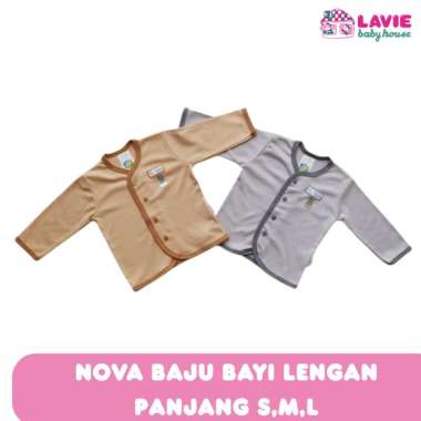 Nova Baju Bayi Kancing Panjang Brown Grey – Size S M L - Lavie Baby House S brown