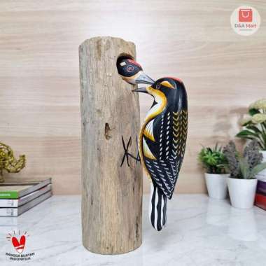 Hiasan Pajangan Burung Pelatuk Patung Burung Kayu Home Decor