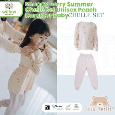 Baju Setelan Anak - Snuggy Berry Summer Chelle Set Unisex Peach Karakter Baby 7-8Y