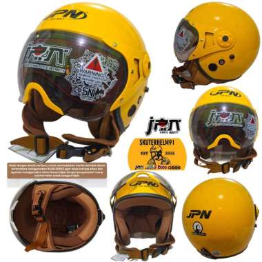 Helm Dewasa JPN Hijab Kaca Pilot Riben Vintage Retro Klasik Half Face Pria Wanita Solid Pastel Putih