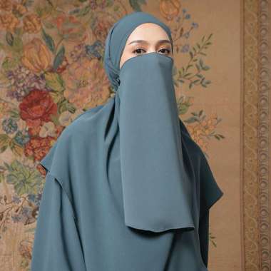 Lozy Hijab - Cadar Tali Anti UV (Niqab Syari Haji dan Umrah Bahan Anti UV) Denim